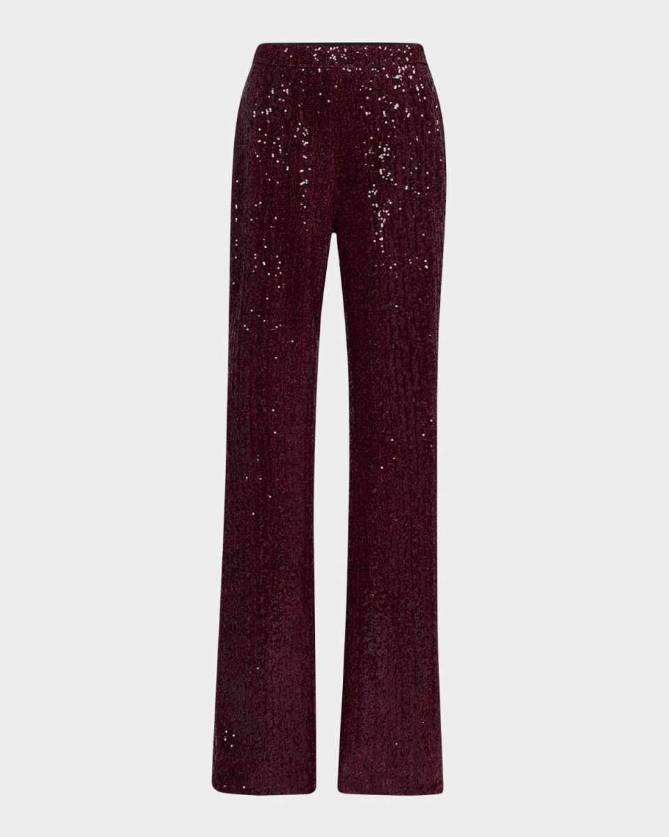 Straight-Leg Sequin Pants
